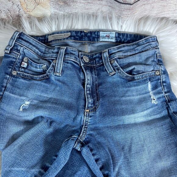 Adriano Goldschmied The Stilt Roll-Up Distressed Cuffed Jeans Sz 26 - Picture 5 of 13